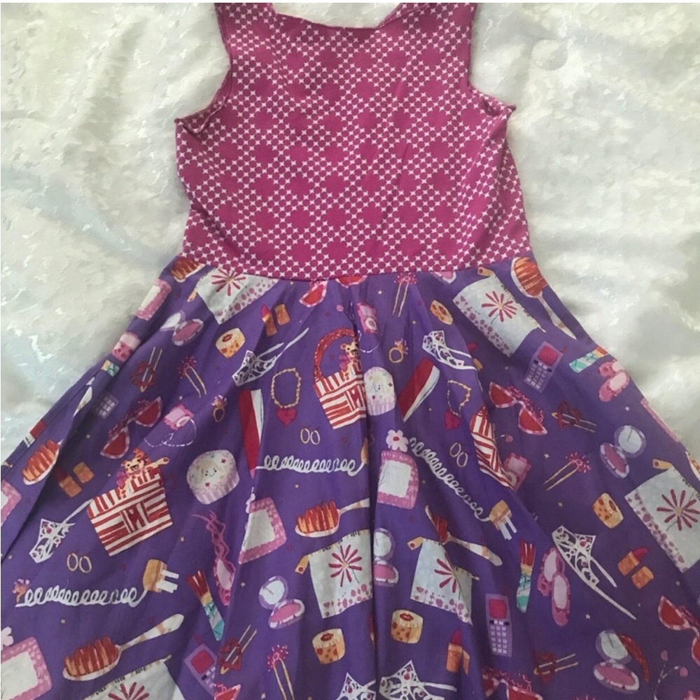 Girls' Purple & Pink Sleeveless Patterned Skater Dress NWOT Size 12